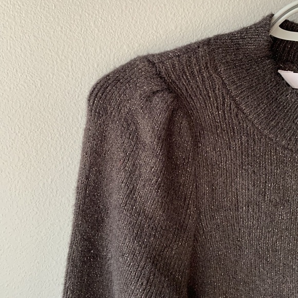 Time & Tru NWT Womens Puff Sleeve Crew Neck Sweater Black Gold Medium Mob Wife - Picture 6 of 15